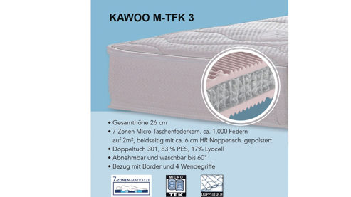 Federkernmatratze KAWOO aus Stoff in Weiß KAWOO Matratzen-Set 4 Mikro-Taschenfederkernmatratze, Härtegrad 2 - Liegefläche ca. 90 x 200 cm