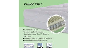 Federkernmatratze KAWOO aus Stoff in Weiß KAWOO Taschenfederkernmatratze TFK2 Härtegrad 2 - Liegefläche ca. 90 x 200 cm