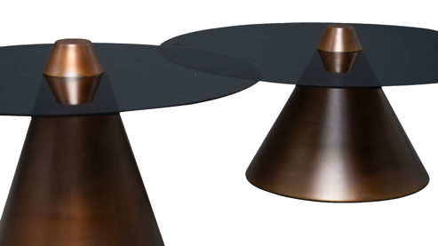 Couchtisch-Set M2 kollektion aus Glas in Grau Couchtisch-Set Lou Grau & Kupfer - zweiteilig