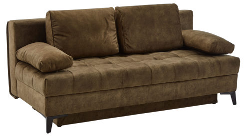 Schlafsofa Restyl aus Stoff in Dunkelgrün Schlafsofa Talia A grüner Bezug 2-6862 & schwarze Metallfüße