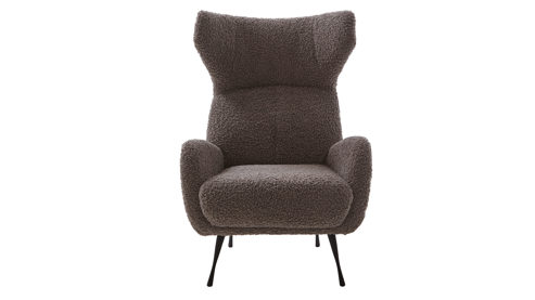 Ohrensessel Gutmann factory® aus Stoff in Grau Lounge-Polstermöbel Aversa - Ohrensessel grauer Bezug 806.17 & schwarze Metallfüße