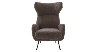 Ohrensessel Gutmann factory® aus Stoff in Grau Lounge-Polstermöbel Aversa - Ohrensessel grauer Bezug 806.17 & schwarze Metallfüße