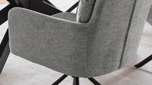 Polsterstuhl Mca furniture aus Stoff in Grau Polsterstuhl Utica mit Drehfunktion graue Chenille & mattschwarzes Metall