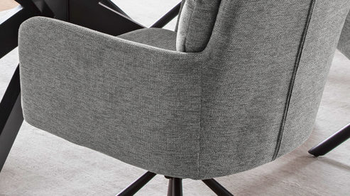 Polsterstuhl Mca furniture aus Stoff in Grau Polsterstuhl Utica mit Drehfunktion graue Chenille & mattschwarzes Metall