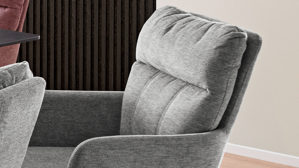 Polsterstuhl Mca furniture aus Stoff in Grau Polsterstuhl Utica mit Drehfunktion graue Chenille & mattschwarzes Metall