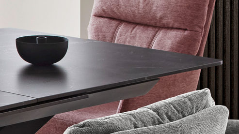 Auszugtisch Mca furniture aus Keramik in Anthrazit Auszugtisch Bonanza anthrazitfarbene Keramikplatte & schwarzes Metall – ca. 160 - 200 x 90 cm