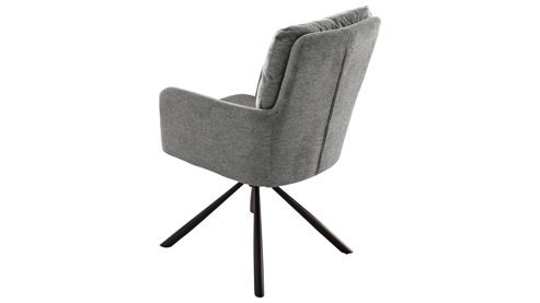 Polsterstuhl Mca furniture aus Stoff in Grau Polsterstuhl Utica mit Drehfunktion graue Chenille & mattschwarzes Metall