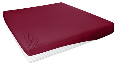 Spannbettlaken H. g. hahn haustextilien® aus Stoff in Dunkelrot HAHN Spannbettlaken für Wasser- und Boxspringmatratzen bordeauxroter Baumwolljersey - ca. 190 x 200 cm