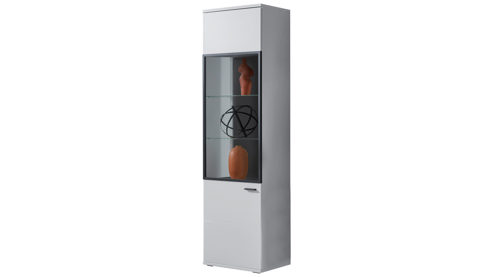 Vitrine MIVIVO aus Holz in Weiß MIVIVO Wohnmöbel Juno - Vitrine Weiß & Grau - eine Tür, Höhe ca. 206 cm