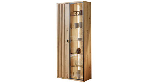 Wohnwand PARTNERRING COLLECTION aus Holz in Holzfarben PARTNERRING COLLECTION Wohnmöbel Binz - Wohnwand Eiche Artisan - dreiteilig, Breite ca. 305 cm