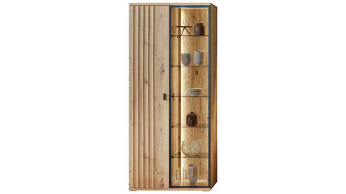 Vitrine PARTNERRING COLLECTION aus Holz in Holzfarben PARTNERRING COLLECTION Wohnmöbel Binz - Vitrine Eiche Artisan - zwei Türen, Breite ca. 90 cm