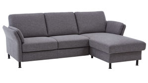 Ecksofa modulmaster aus Stoff in Grau Modulmaster MM-ZE1080 - Ecksofa mit Federkern stahlgraues Flachgewebe Unica & schwarze Metallfüße – Stellfläche ca. 232 x 168 cm