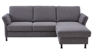 Ecksofa modulmaster aus Stoff in Grau Modulmaster MM-ZE1080 - Ecksofa mit Federkern stahlgraues Flachgewebe Unica & schwarze Metallfüße – Stellfläche ca. 232 x 168 cm