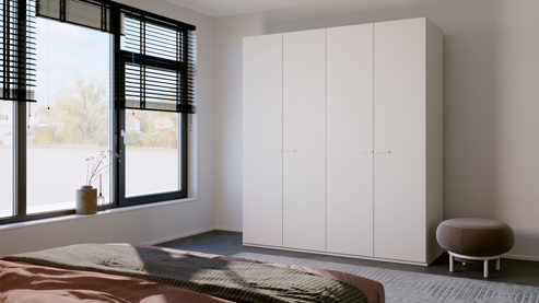 Kleiderschrank Rauch aus Holz in Weiß rauch ORANGE Schranksystem Skat - Kleiderschrank Alpinweiß - vier Türen, Breite ca. 201 cm