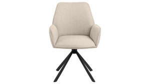 Vierfußstuhl Actona group aus Stoff in Beige Armlehnstuhl Glenda beiger Webstoff Basel 24 & schwarzes Metall