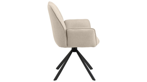 Vierfußstuhl Actona group aus Stoff in Beige Armlehnstuhl Glenda beiger Webstoff Basel 24 & schwarzes Metall