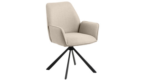 Vierfußstuhl Actona group aus Stoff in Beige Armlehnstuhl Glenda beiger Webstoff Basel 24 & schwarzes Metall
