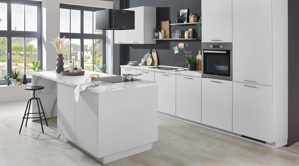 Einbauküche Nobilia® aus Holz in Hellgrau nobilia® Einbauküche Laser mit Einbaugeräten Seidengrau - zweiteilig