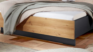 Komplettzimmer PARTNERRING COLLECTION aus Holz in Schwarz PARTNERRING COLLECTION Schlafzimmerprogramm Manhattan - Komplettzimmer Graphit & Eiche Bianco - vierteilig, Liegefläche ca. 180 x 200 cm