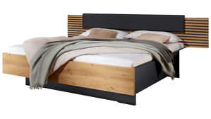 Bettgestell PARTNERRING COLLECTION aus Holz in Schwarz PARTNERRING COLLECTION Schlafzimmerprogramm Manhattan - Bettgestell Graphit & Eiche Bianco - Liegefläche ca. 180 x 200 cm