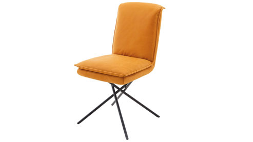 Vierfußstuhl Koinor aus Leder in Gelb KOINOR drehbarer Polsterstuhl Alino sonnengelber Lederbezug India & Metallfüße