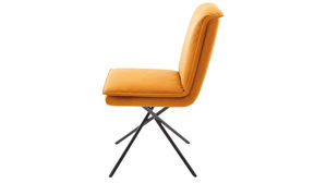 Vierfußstuhl Koinor aus Leder in Gelb KOINOR drehbarer Polsterstuhl Alino sonnengelber Lederbezug India & Metallfüße