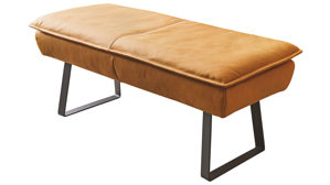 Polsterbank Koinor aus Leder in Gelb KOINOR Polsterbank Alino sonnengelber Lederbezug India & Metallkufen - Länge ca. 130 cm