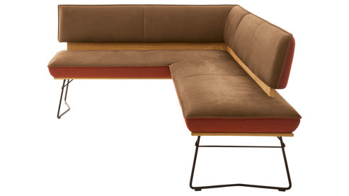 Eckbank Koinor aus Leder in Braun KOINOR Dining System - Eckbank muskatfarbenes Leder India & cognacfarbener Loden 39 - Stellfläche ca. 162 x 217 cm
