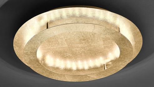 Deckenleuchte Paul neuhaus aus Metall in Metallfarben Paul Neuhaus LED-Deckenleuchte Nevis goldfarbenes, gehämmertes Metall – Durchmesser ca. 50 cm