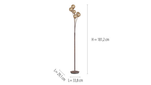 Stehleuchte Paul neuhaus aus Metall in Metallfarben Paul Neuhaus Greta - Stehlampe bzw. Deckenfluter Rost- & goldfarbener Stahl – Höhe ca. 184 cm