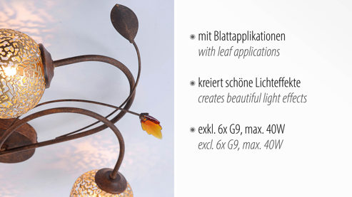 Deckenleuchte Paul neuhaus aus Metall in Metallfarben Paul Neuhaus Greta - Deckenlampe rost- & goldfarbener Stahl – Durchmesser ca. 65 cm