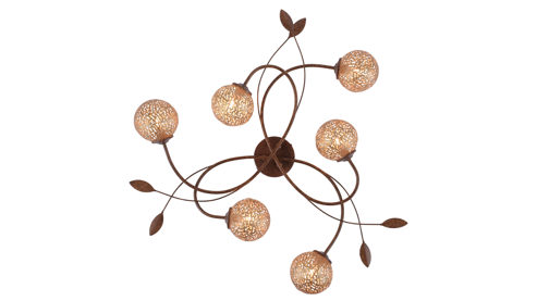 Deckenleuchte Paul neuhaus aus Metall in Metallfarben Paul Neuhaus Greta - Deckenlampe rost- & goldfarbener Stahl – Durchmesser ca. 65 cm