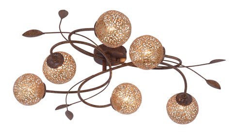 Deckenleuchte Paul neuhaus aus Metall in Metallfarben Paul Neuhaus Greta - Deckenlampe rost- & goldfarbener Stahl – Durchmesser ca. 65 cm