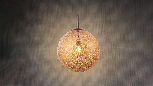 Pendelleuchte Paul neuhaus aus Metall in Metallfarben Paul Neuhaus Greta - Hängelampe rost- & goldfarbener Stahl – Durchmesser ca. 40 cm