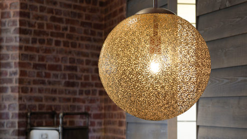 Pendelleuchte Paul neuhaus aus Metall in Metallfarben Paul Neuhaus Greta - Hängelampe rost- & goldfarbener Stahl – Durchmesser ca. 30 cm