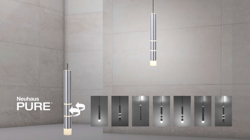 Pendelleuchte Paul neuhaus aus Metall in Aluminium NeuhausPURE® Leuchten Serie Vega alufarbenes Metall - Durchmesser ca. 12 cm