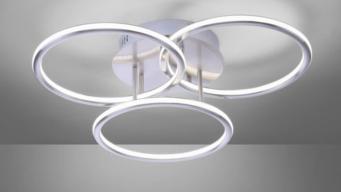 Deckenleuchte Paul neuhaus aus Metall in Metallfarben Paul Neuhaus Q®-NEVIO - Deckenlampe Stahl & weißes Acrylglas – Durchmesser ca. 56 cm