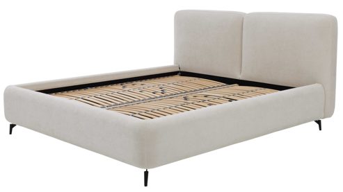 Bettgestell Interliving aus Stoff in Weiß Interliving Polsterbett Serie 1419 elfenbeinfarbener Stoffbezug Liberty – Liegefläche ca. 180 x 200 cm