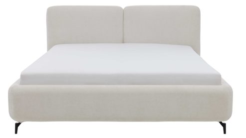 Bettgestell Interliving aus Stoff in Weiß Interliving Polsterbett Serie 1419 elfenbeinfarbener Stoffbezug Liberty – Liegefläche ca. 180 x 200 cm