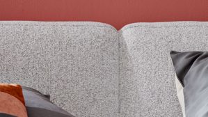 Bettgestell Interliving aus Stoff in Hellgrau Interliving Polsterbett Serie 1419 hellgrauer Stoffbezug Puente – Liegefläche ca. 180 x 200 cm