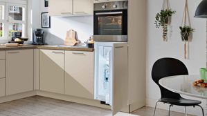 Einbauküche Express küchen aus Holz in Hellgrau EXPRESS KÜCHEN Einbauküche Win mit Einbaugeräten Cremegrau - Stellfläche ca. 215 x 245 cm