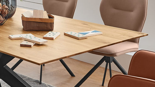 Esstisch Niehoff sitzmoebel aus Holz in Holzfarben NIEHOFF SITZMÖBEL Cloudy - Esstisch mit Massivholzplatte Charakter-Eiche & matt schwarzes Eisengestell - ca. 180 x 100 cm