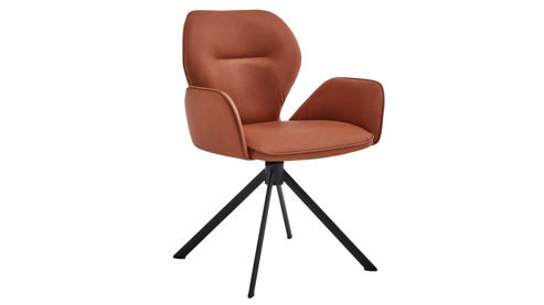 Vierfußstuhl Niehoff sitzmoebel aus Stoff in Orange NIEHOFF SITZMÖBEL Cloudy Armlehstuhl cognacfarbene Mikrofaser Gavin & schwarzes Metallgestell