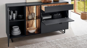 Sideboard Wöstmann markenmöbel aus Holz in Dunkelgrau WÖSTMANN Wohnprogramm WM 2470 - Sideboard graphitgrauer Lack - zwei Türen und zwei Schubladen, Breite ca. 182 cm