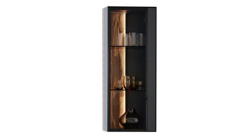 Hängeschrank Wöstmann markenmöbel aus Holz in Dunkelgrau WÖSTMANN Wohnprogramm WM 2470 - Hängeelement mit Glastür graphitgrauer Lack - eine Tür, Breite ca. 47 cm