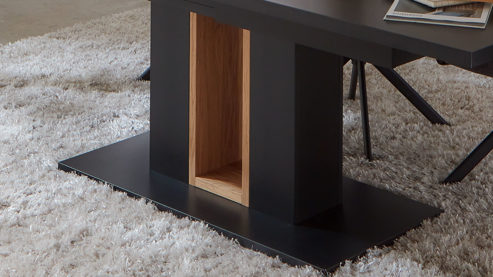 Auszugtisch Mca furniture aus Holz in Schwarz Wohnmöbelserie Messina - Auszugtisch Schwarzgrau & Risseiche - ca. 180 - 280 x 100 cm