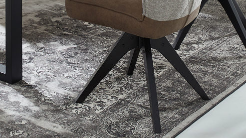 Vierfußstuhl MIVIVO aus Kunstfaser in Braun MIVIVO Wohnprogramm Fresno - Polsterstuhl mit Drehfunktion zweifarbige Stoffkombination & schwarzes Metall