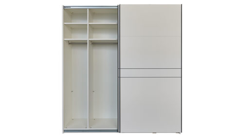 Kleiderschrank Interliving aus Holz in Weiß Interliving Kleiderschrank Serie 1207 – Schwebetürenschrank weißer Mattlack – zwei Türen, Breite ca. 212 cm