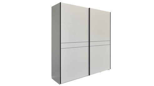 Kleiderschrank Interliving aus Holz in Weiß Interliving Kleiderschrank Serie 1207 – Schwebetürenschrank weißer Mattlack – zwei Türen, Breite ca. 212 cm