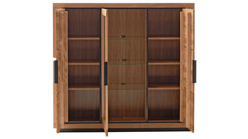 Highboard Mca direkt aus Holz in Holzfarben Wohnprogramm Greno - Highboard Wildeiche - drei Türen, Höhe ca. 142 cm